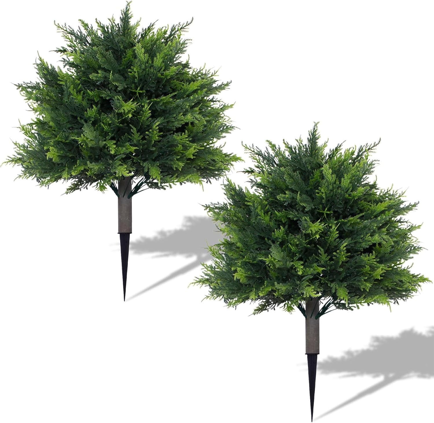 Faux Cedar Container Fillers, Faux Cedar Planter Filler, Artificial Plants Front Porch Decor, Fake Topiary Plants for Planters, UV Resistant Porch Decorations Outdoor Bushes(2PCS)