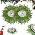 thumbnail image 1 of Faux Cedar Placemats, Faux Cedar Greenery Placemats Round, 15 Inch Christmas Artificial Pine Branch Placemat, Washable Winter Place Mats, Christmas Placemats for Holiday Party Dining, 1 of 7