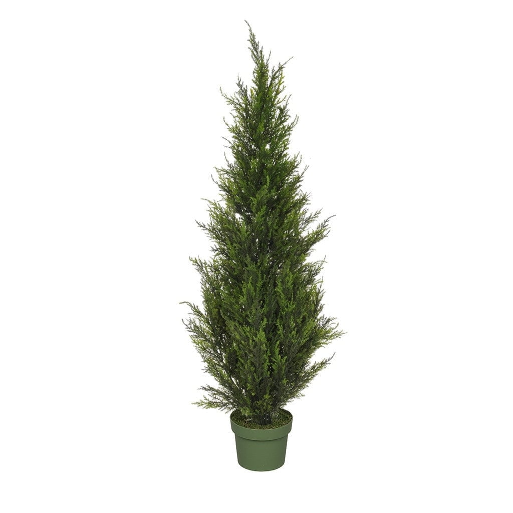36" Dark Green Silk Cedar Topiary in Plastic Pot