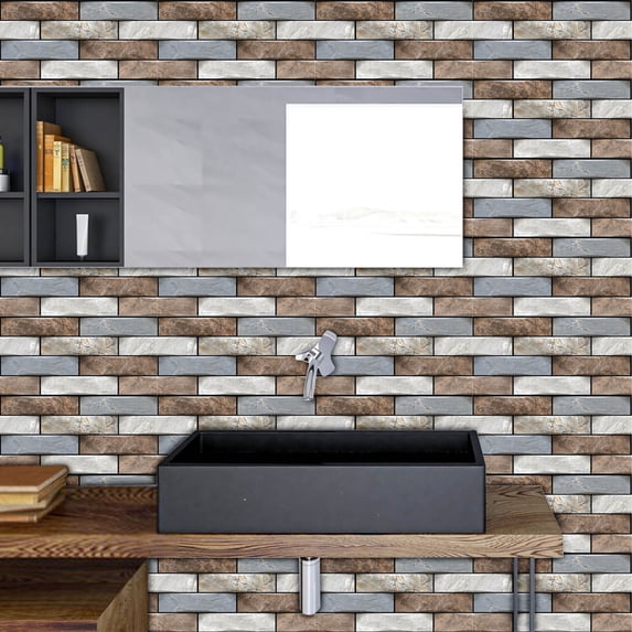 Faux Cement Tile Peel and Stick Wallpaper Self Adhesive Vinyl Roll for Kitchen Backsplash Bathroom Laundry Room - Waterproof Thick Film for Cabinet Countertop Shelf Liner