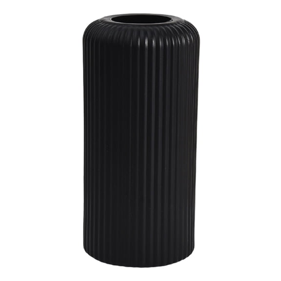 Faux Ceramic Ribbed Flower Vase, 3.7''x7.9'' Nordic Modern Plastic Planters for Bookshelf Mantel Table Fireplace