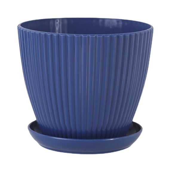 Faux Ceramic Small Flower Pot with Saucer and Drainage Holes, 3''x3.5'' Ribbed Plastic Planters for Flowers Herbs Cactus