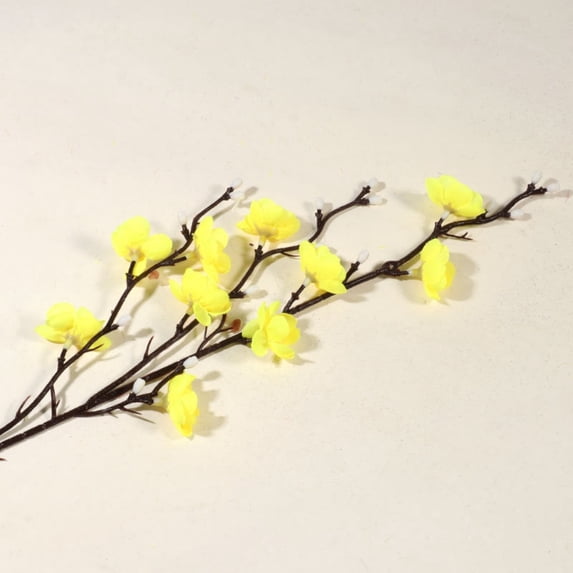 Faux Cherry Blossom Branches Decor 21'' Fake Silk Cherry Flowers for Home Indoor Party Decor Yellow Artificial Flowers for Vase Floral Arrangement Wedding Decorations Table Centerpieces Season Decor