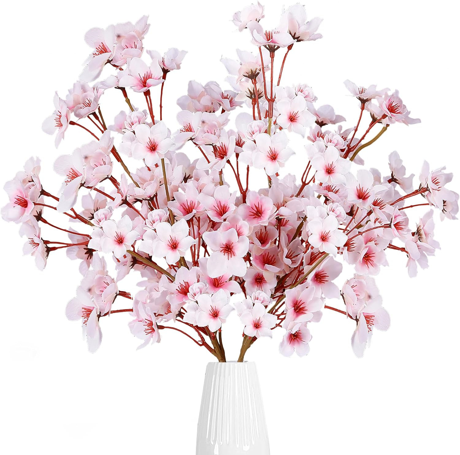 Faux Cherry Blossom Stems,Bexikou 6 Pcs 16 inch Faux Silk Cherry Blossom Branches,Artificial Cherry Blossom Flowers for Vase Arrangements Home Wedding Table Decor (Pink)