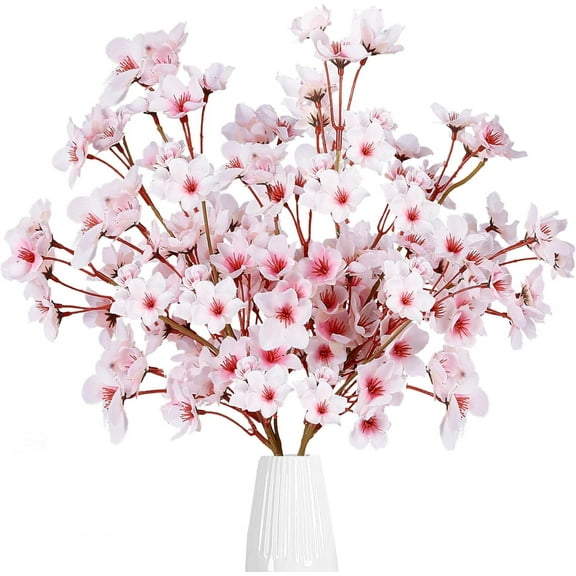 Faux Cherry Blossom Stems,Bexikou 6 Pcs 16 inch Faux Silk Cherry Blossom Branches,Artificial Cherry Blossom Flowers for Vase Arrangements Home Wedding Table Decor (Pink)