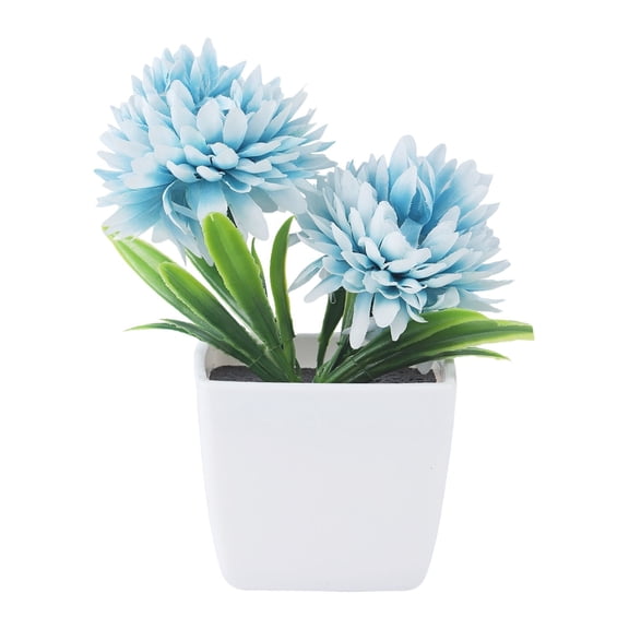 Faux Chrysanthemum Bushes with Square Ceramic Planter, Vibrant Silk Blooms for Living Room Shelf, Multi-Color Options for Indoor Study, Worry-Free Non-Wilting Decor, Artificial Potted Plant *1