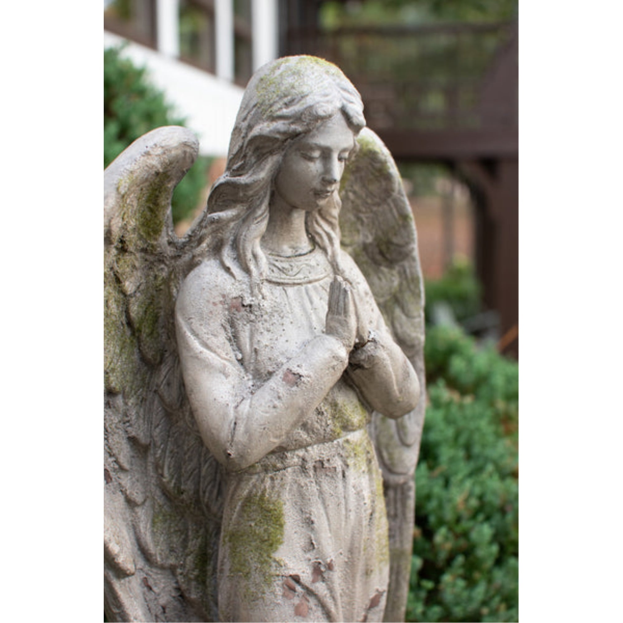 Serene Gray Faux Concrete Angel Garden Statue
