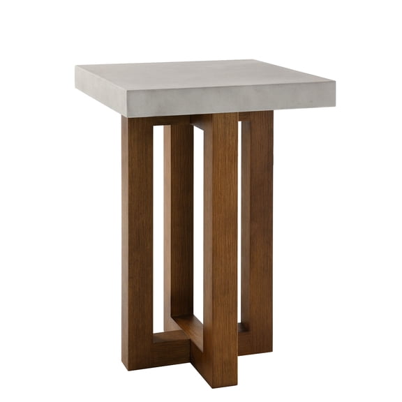 Faux Concrete Top & Walnut Base | Combines Industrial and Warm Styles | Elevates Living Space Decor