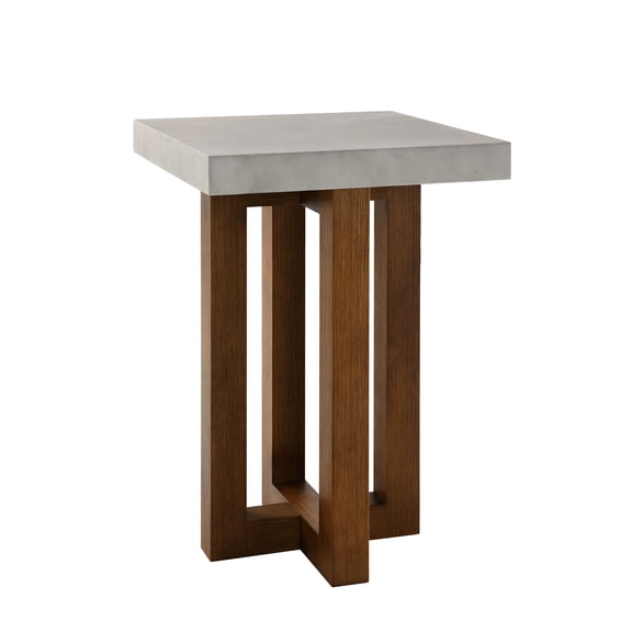 Faux Concrete Top & Walnut Base End Table - A Stylish Addition To Your Home Decor In Finish Add A Chic Touch