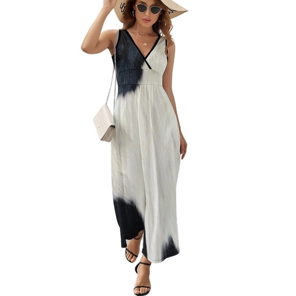 Faux Cowhide Black and white Sleeveless Dress women's luxury party dress wedding dresses for parties