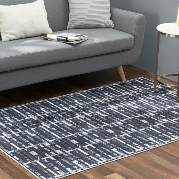 Faux Cowhide Contemporary Area Rug 4x6 Patchwork The Missing Link Polyester Rug With Cotton-Canvas Backing
