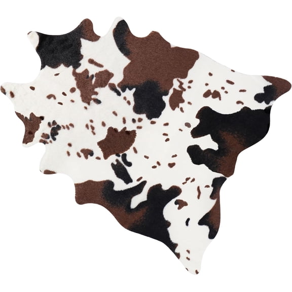 Faux Cowhide Rug Rustic Chic Western Rugs for Decor  Room Dining Room,Durable  Faux   Cow  Rugs Carpet for Western Decor Table Centerpieces,19.3" W x 23.6" L, Mini