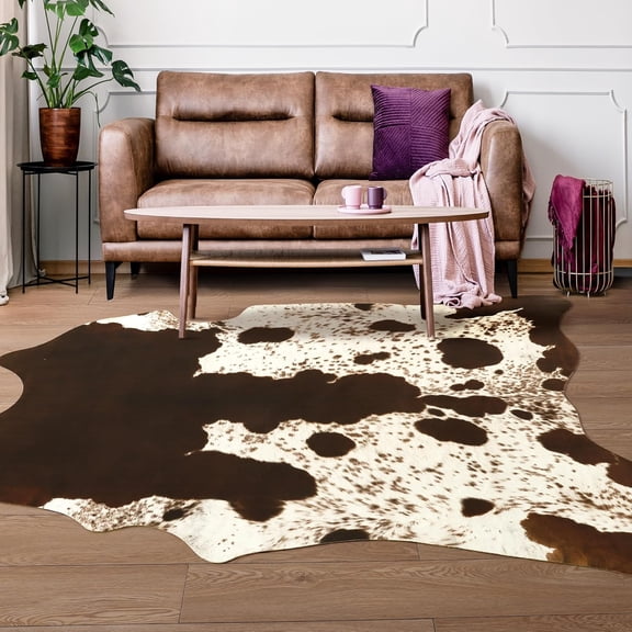 Faux Cowhide Rug for Room Western Decor Cow Print Carpet, Faux Fabric - 2.3x3.6