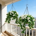 thumbnail image 1 of Faux Crepe Myrtle Hanging Basket, Set of 2 Artificial Fake Hanging Plants, Spring Summer Outdoor Floral Decor, Hanging Planter for Garden, Patio, Yard & Home Decoration, 26*10in, C, 1 of 5