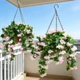 thumbnail image 1 of Faux Crepe Myrtle Hanging Baskets Set of 2 - Artificial Hanging Flowers Basket for Indoor Outdoor Garden Patio Balcony Wedding Decoration, 1 of 5