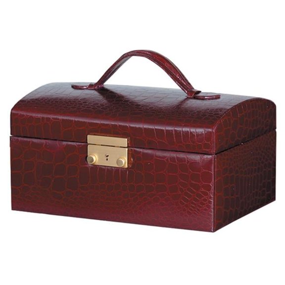 Faux Crocodile Jewelry Box - Burgundy