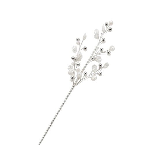 Faux Crystal Christmas Tree Decoration, White Insert Stem with Shell Pearl Accent for Winter Holiday Party Display
