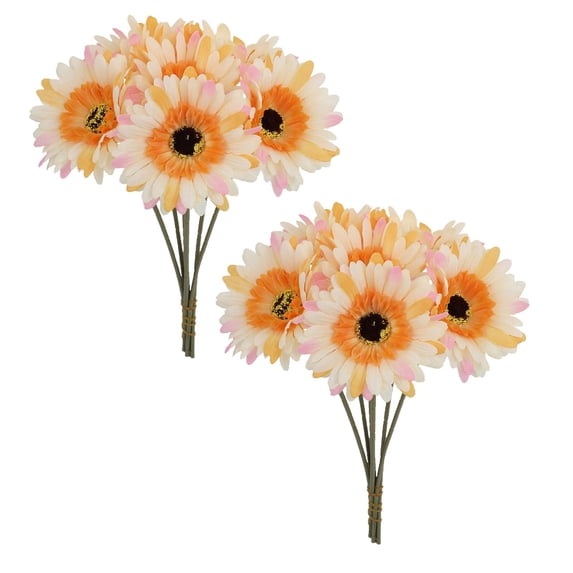 Faux Daisy Flowers, Champagne Artificial Gerbera Stems for Party Table Floral Crafts and Home Display, 2-Piece