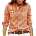 thumbnail image 1 of Faux Denim Shirt Women Chambray Jean Western Shirts Long Sleeve Button Down Tops, 2XL, 1 of 4