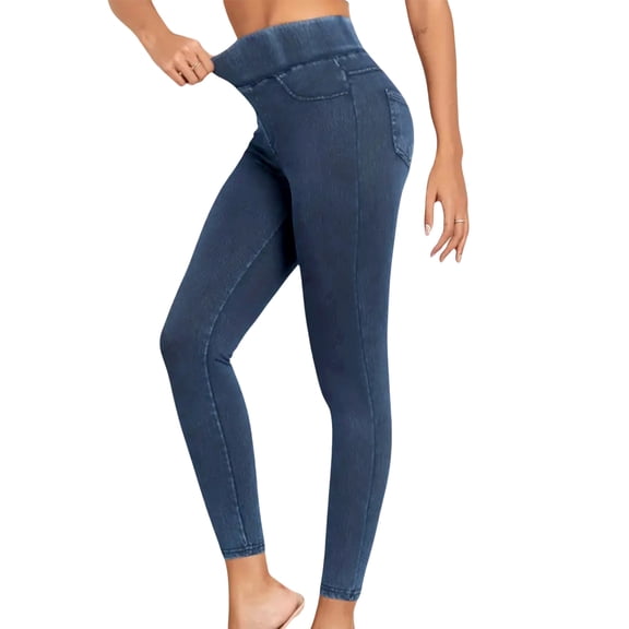Faux Denims Yoga Leggings Tummy Slimming High Waist Butt Enhancement Breathable Quick Dry Workout Skinny Pants For Women