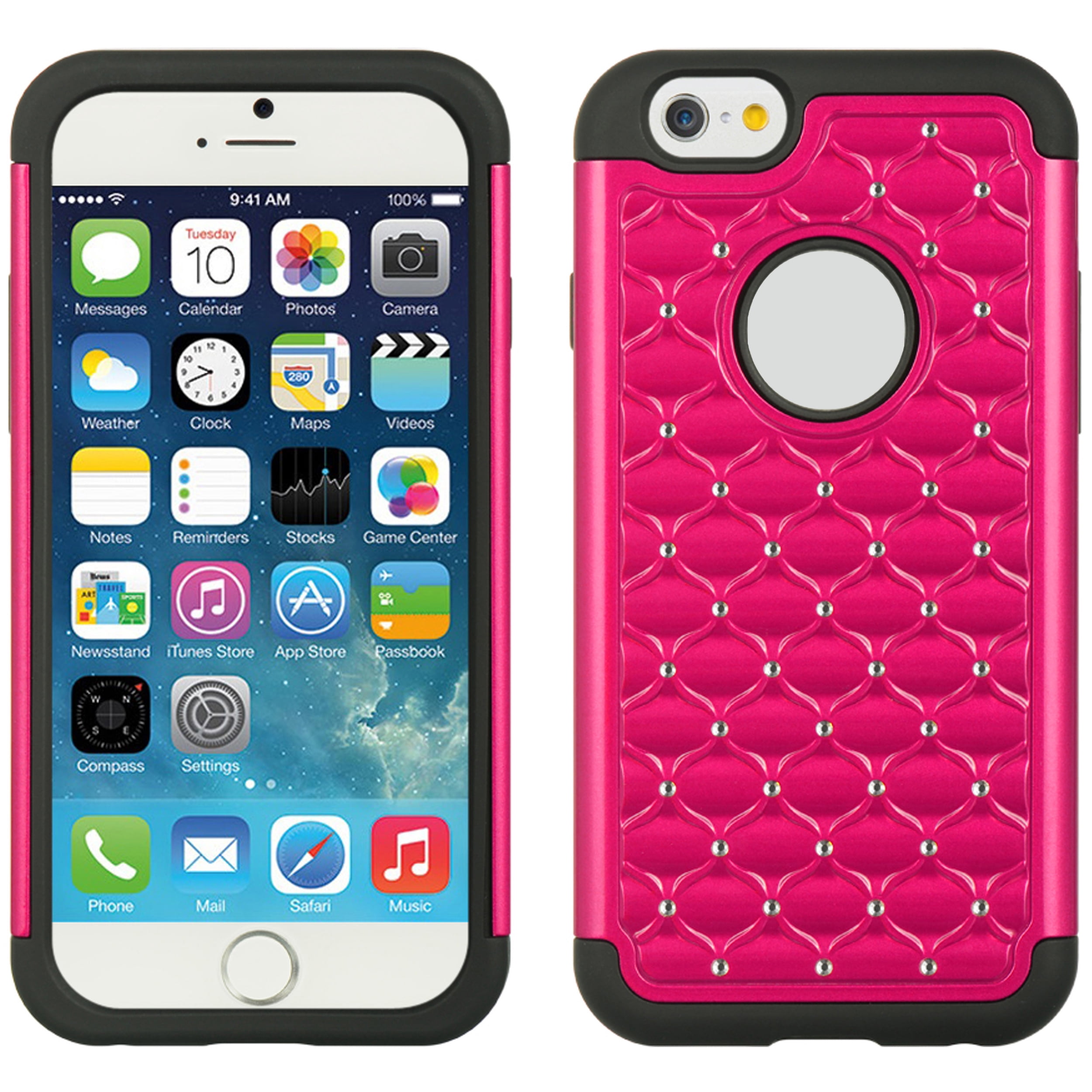 Faux Diamond Bling Silicone Skin Hard Snap Back Cover iPhone 6 iPhone 6s