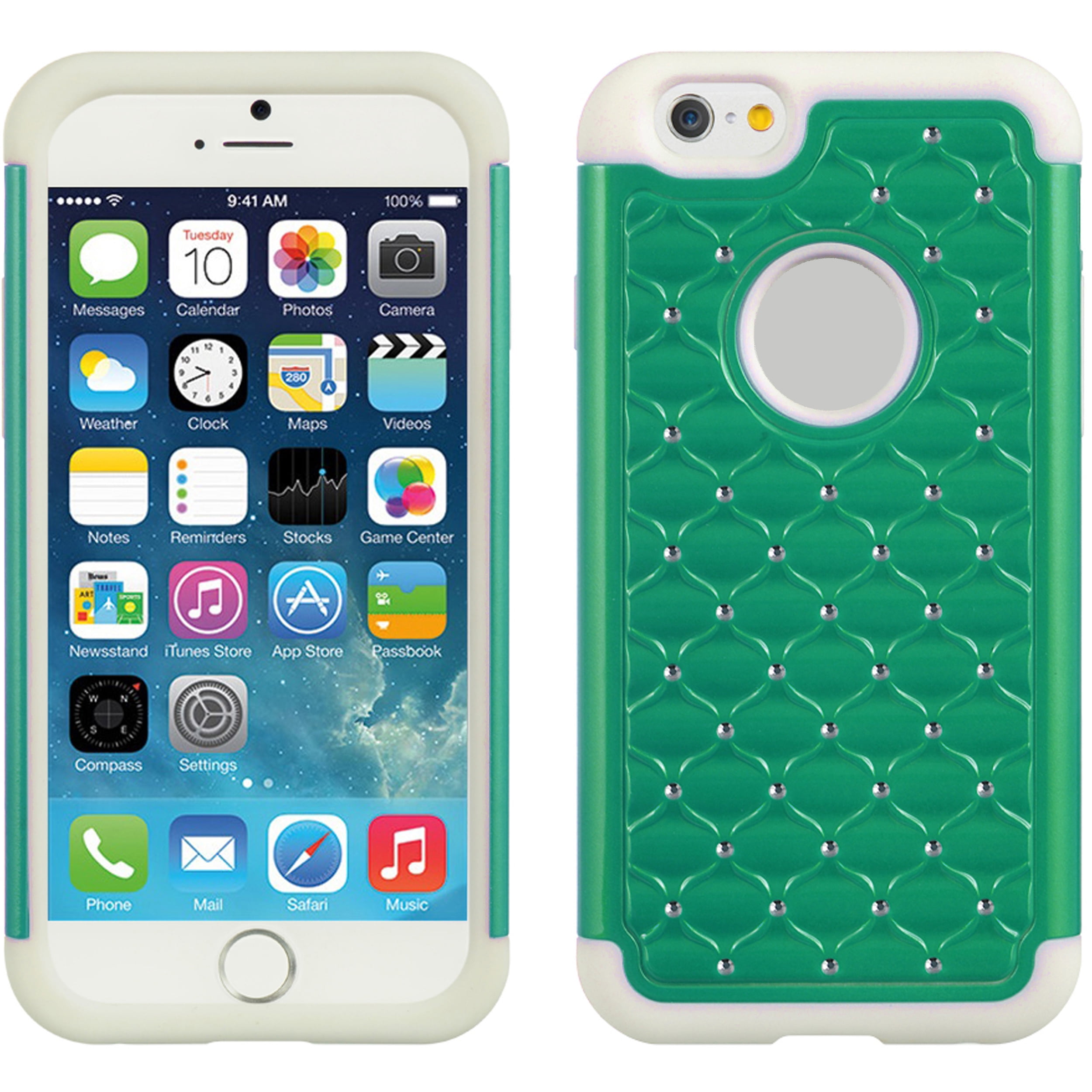 Faux Diamond Bling Silicone Skin Hard Snap Back Cover iPhone 6 iPhone 6s