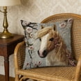 thumbnail image 1 of Faux Embroidered Horse Pillow Cover - Elegant Horse Pattern Cushion Case for Sofa Living Room and Bedroom Home Decor, 1 of 6