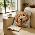 thumbnail image 1 of Faux Embroidered Textured Dog Pattern Pillow Cover 18x18 Inch, Modern Farmhouse Animal Motif Square Throw Pillow Case for Sofa Chair, 1 of 5