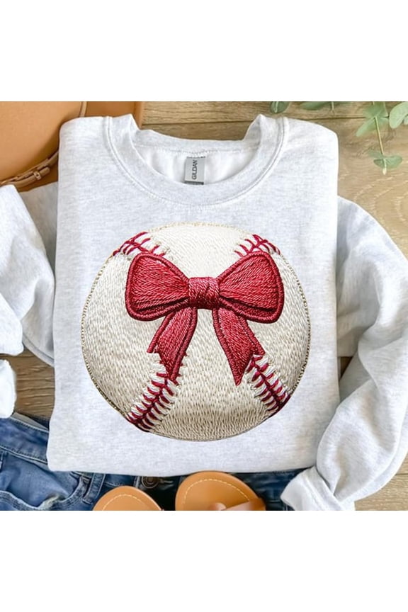 Faux Embroidery Baseball Sweater, Baseball Mama Pullover, Girly Baseball Sweater, Game Day Baseball Sweatshirt, Brushstroke Style