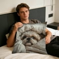 thumbnail image 1 of Faux Embroidery Dog Pillow Cover 18x18 Inch, Textured Pet Throw Pillow Case, Decorative Sofa Cushion Cover, Soft Polyester, Machine Washable for Living Room, 1 of 5