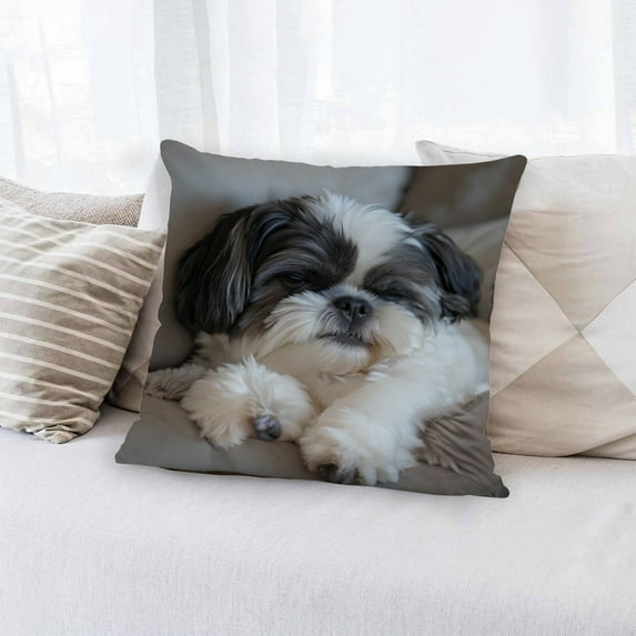 Faux Embroidery Dog Print Pillow Cover Three Dimensional Cushion Case Home Decor Sofa Throw Pillowcase Gray Black Options 18x18 Inch