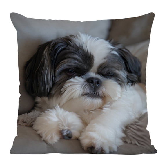 A Faux Embroidery Dog Printed Pillowcase A 45X45Cm 17.72X17.72In Polyester Fabric Shih Tzu Frenchie Patterns For Sofa Bed Chair Decor Pet Lover Home Decoration Soft Washable Material Invis