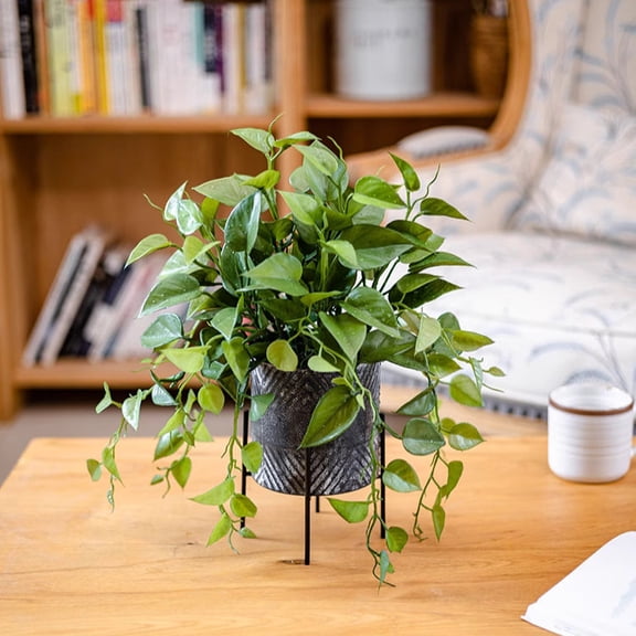 Faux Epipremnum in Metal Pot