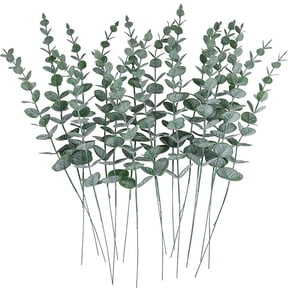 20PCS Artificial Eucalyptus Stems - 16" Real Touch Greenery Branches with Grey Green Leaves for Wedding Bouquets, Centerpieces & Farmhouse Decor (Grey Green)