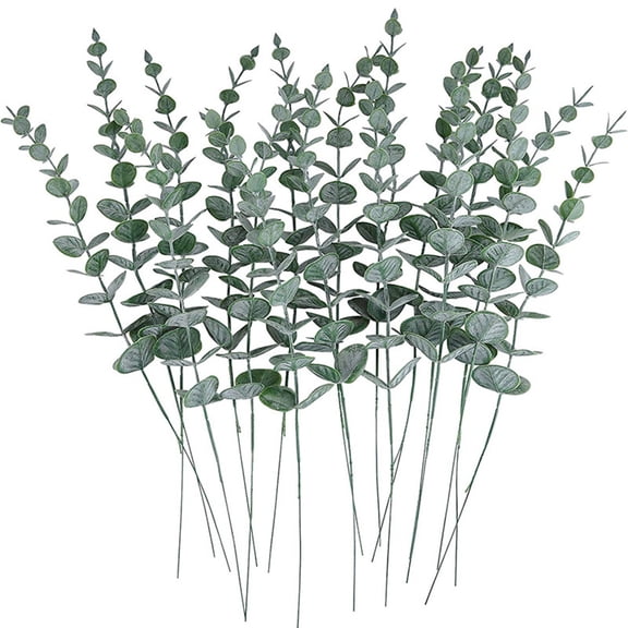 20PCS Artificial Eucalyptus Stems - 16" Real Touch Greenery Branches with Grey Green Leaves for Wedding Bouquets, Centerpieces & Farmhouse Decor (Grey Green)