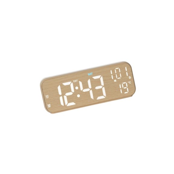 Faux Fabric/ Grains Multifunctional Digital Alarm Clock With Quiet Mechanism Temperature Display Ambients Lighting