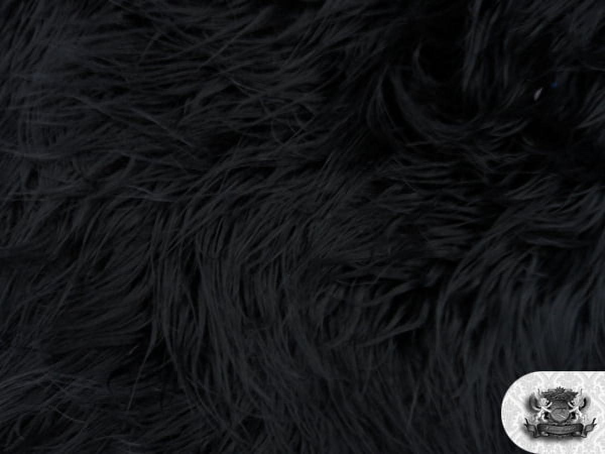 Faux Fake Fur Mongolian Fabric Sold by the Yard (BLACK)