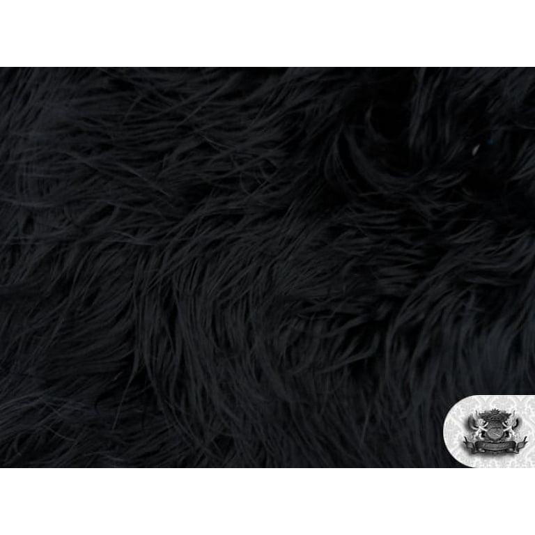 Faux Fake Fur Mongolian Fabric Sold by the Yard (BLACK)