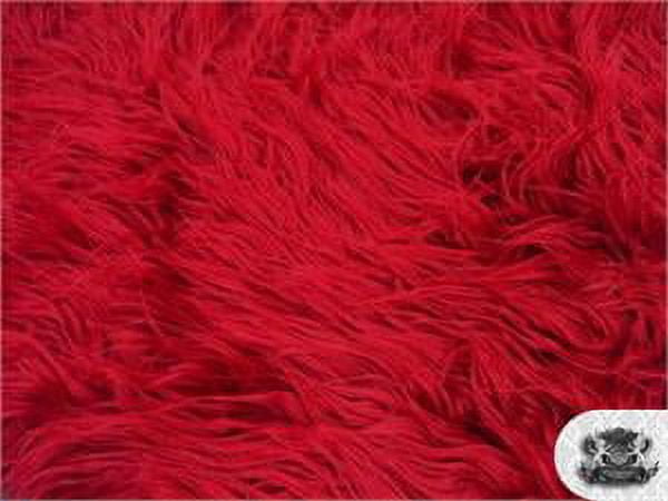 Faux Fake Fur Mongolian Fabric Sold by the Yard (DARK RED)