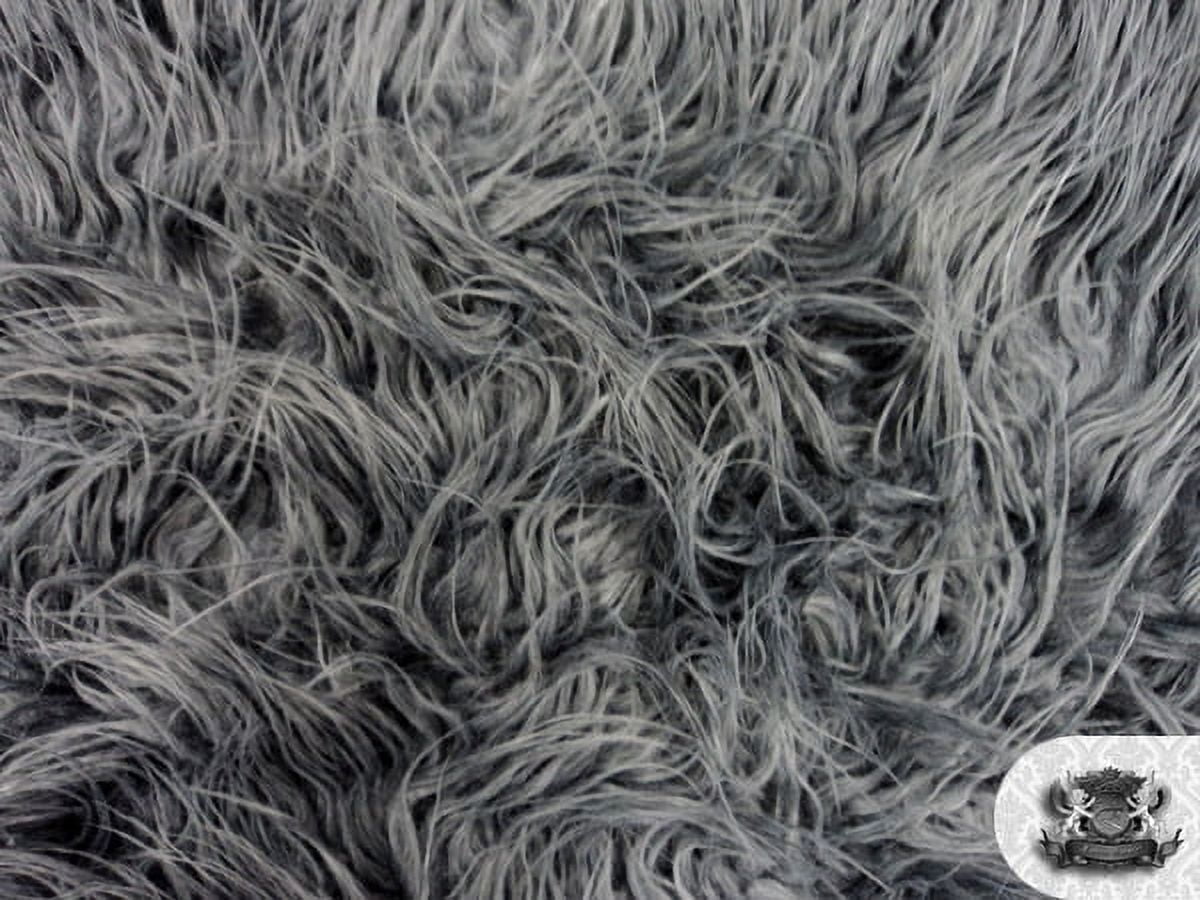 Faux Fake Fur Mongolian Fabric Sold by the Yard (GRAY)