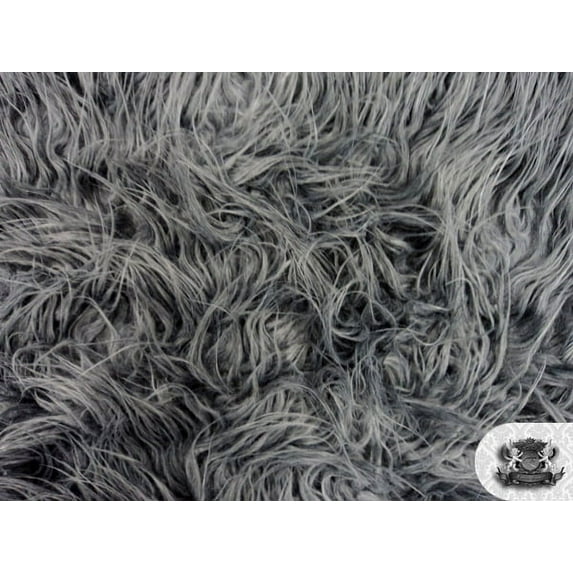 Faux Fake Fur Mongolian Fabric Sold by the Yard (GRAY)