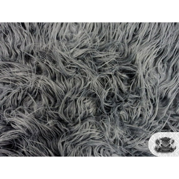 Faux Fake Fur Mongolian Fabric Sold by the Yard (GRAY)