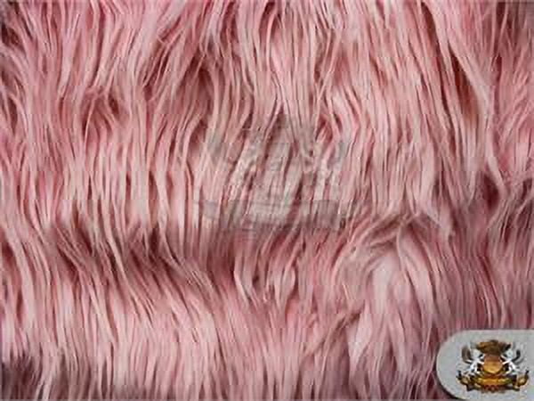 Faux Fake Fur Mongolian Fabric Sold by the Yard (PINK)
