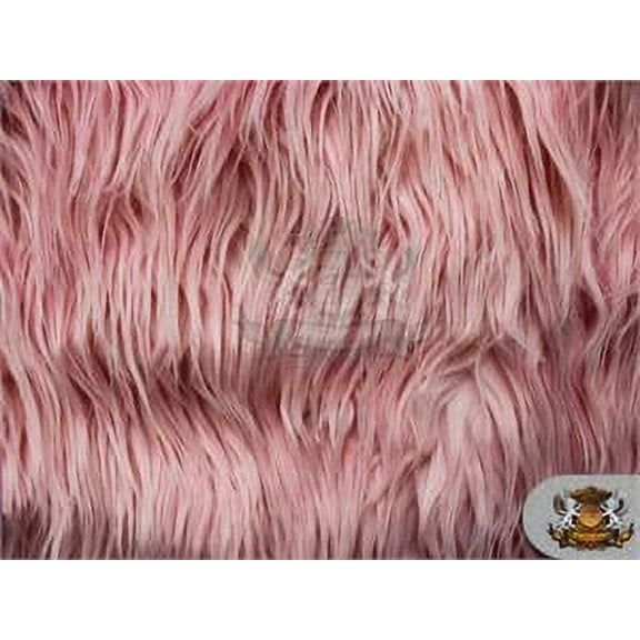 Faux Fake Fur Mongolian Fabric Sold by the Yard (PINK)