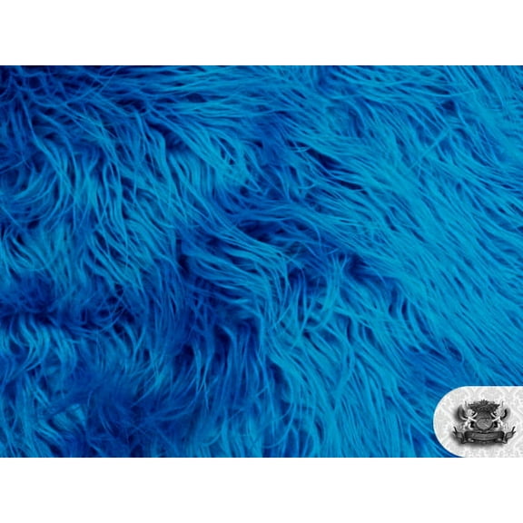 Faux Fake Fur Mongolian Fabric Sold by the Yard (TURQUOISE)