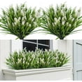 thumbnail image 1 of Faux Fall Flowers for Outside,Artificial Plants Outdoor, UV Resistant Faux Monkey Grass Greenery Stems Faux Plastic Flowers Shrubs for Home Weddings Garden Porch Front Patio Office Decor(Orange), 1 of 4