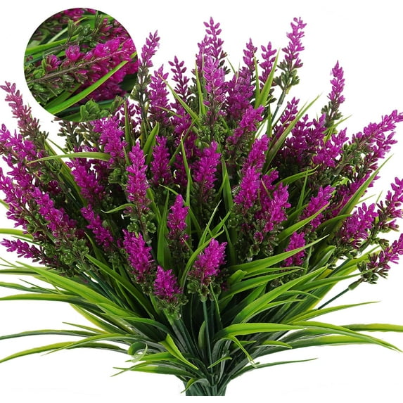 Faux Fall Flowers for Outside,Artificial Plants Outdoor, UV Resistant Faux Monkey Grass Greenery Stems Faux Plastic Flowers Shrubs for Home Weddings Garden Porch Front Patio Office Decor(Orange)