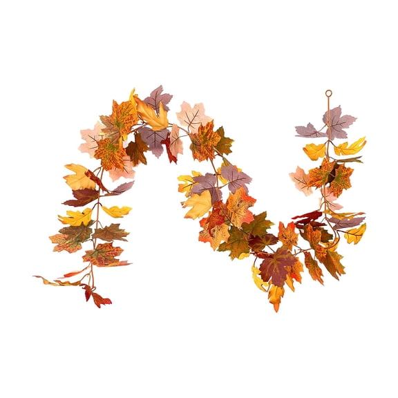 Faux Fall Maple Vine Garland Artificial Autumn Leaves Garland for Halloween Thanksgiving Decor, Fireplace Mantle, Wall Hanging, and Harvest Party Decor