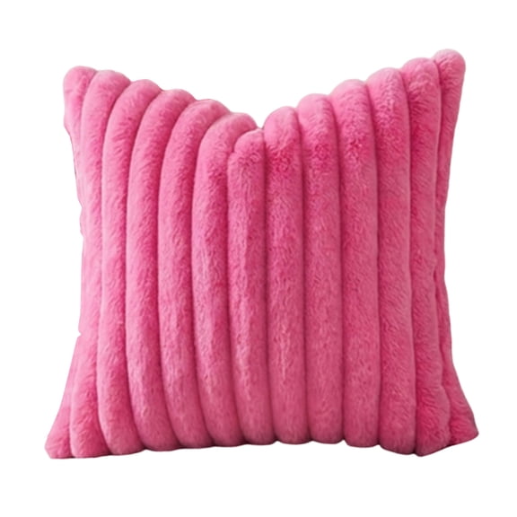 Faux Faux Fur Throw Pillow, Faux Faux Fur Pillow Covers, 18X18 in, Hot Pink, Square Pillow Covers, Textured Ribbed Surface, Living Room decor, Bedroom Accents, 1 Pc