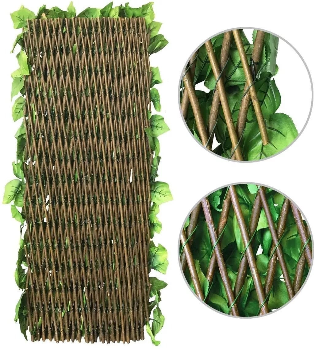 Faux Fence Foliage Expandable Fence Patio Fence Balcony Decorative Artificial Plants Garden Screening Fence Mesh